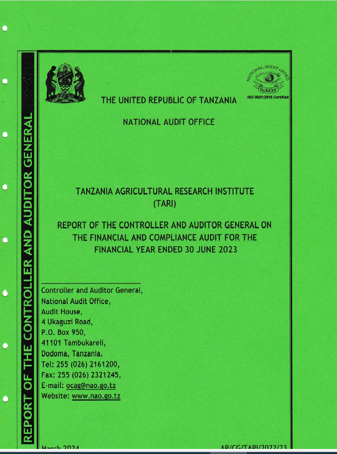 REPORT OF THE CONTROLLER AND AUDITOR GENERAL ON THE FINANCIAL AND COMPLIANCE AUDIT FOR THE FINANCIAL YEAR ENDED 30 JUNE 2023