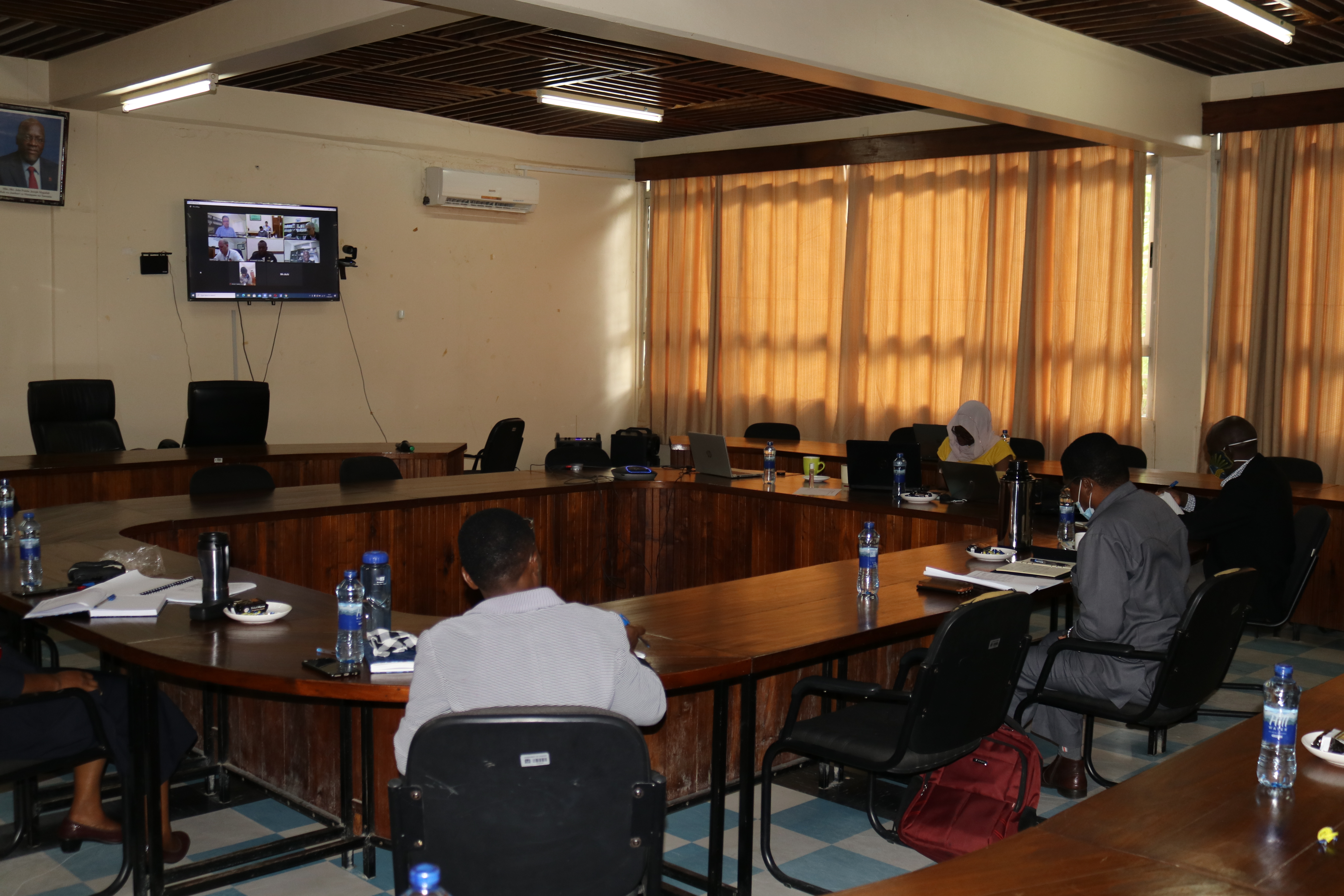 TARI DG, Dr. Geofrey Mkamilo and TARI Kibaha staffs attended a virtual meeting of the sugarcane research steering committee at TARI Kibaha video conferencing facility